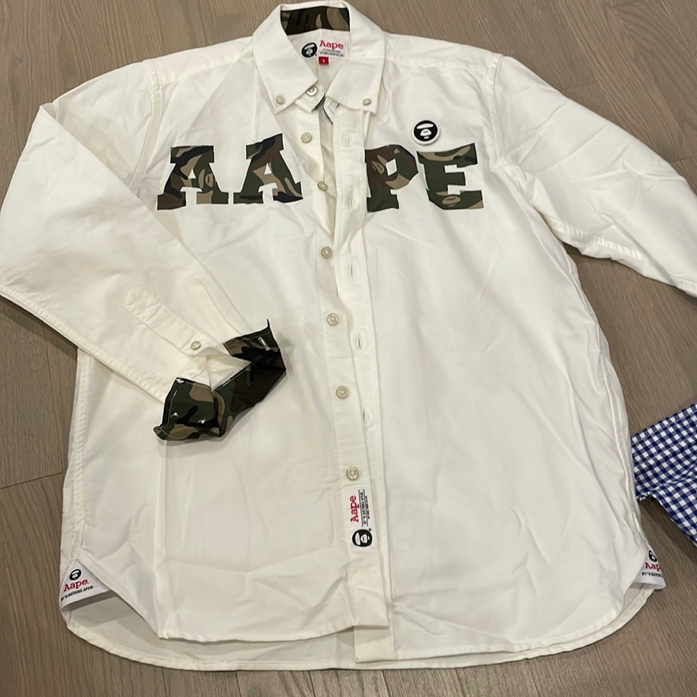 Aape white button shirt